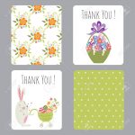Vector Set Of Easter Small Cards With Funny Bunnies And Flowers – Printable Easter Greeting Cards Free