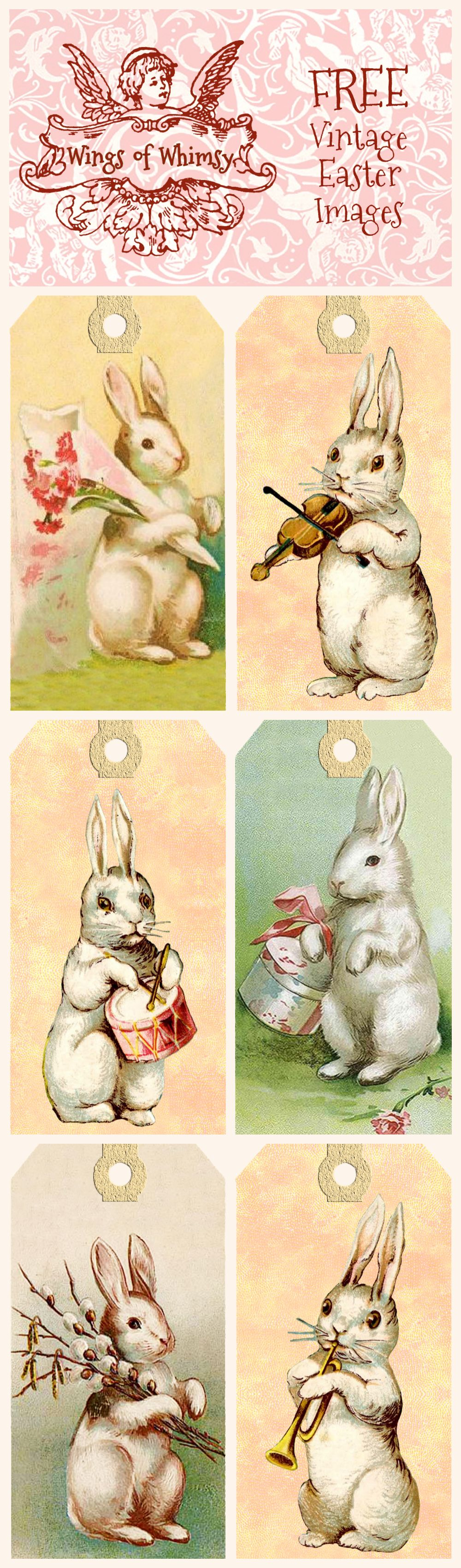 Vintage Easter Bunny Tags – Free Printables | Easter | Easter - Free Printable Vintage Easter Images