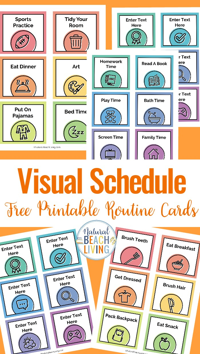 Visual Schedule - Free Printable Routine Cards - Natural Beach Living - Free Printable Schedule Cards For Preschool