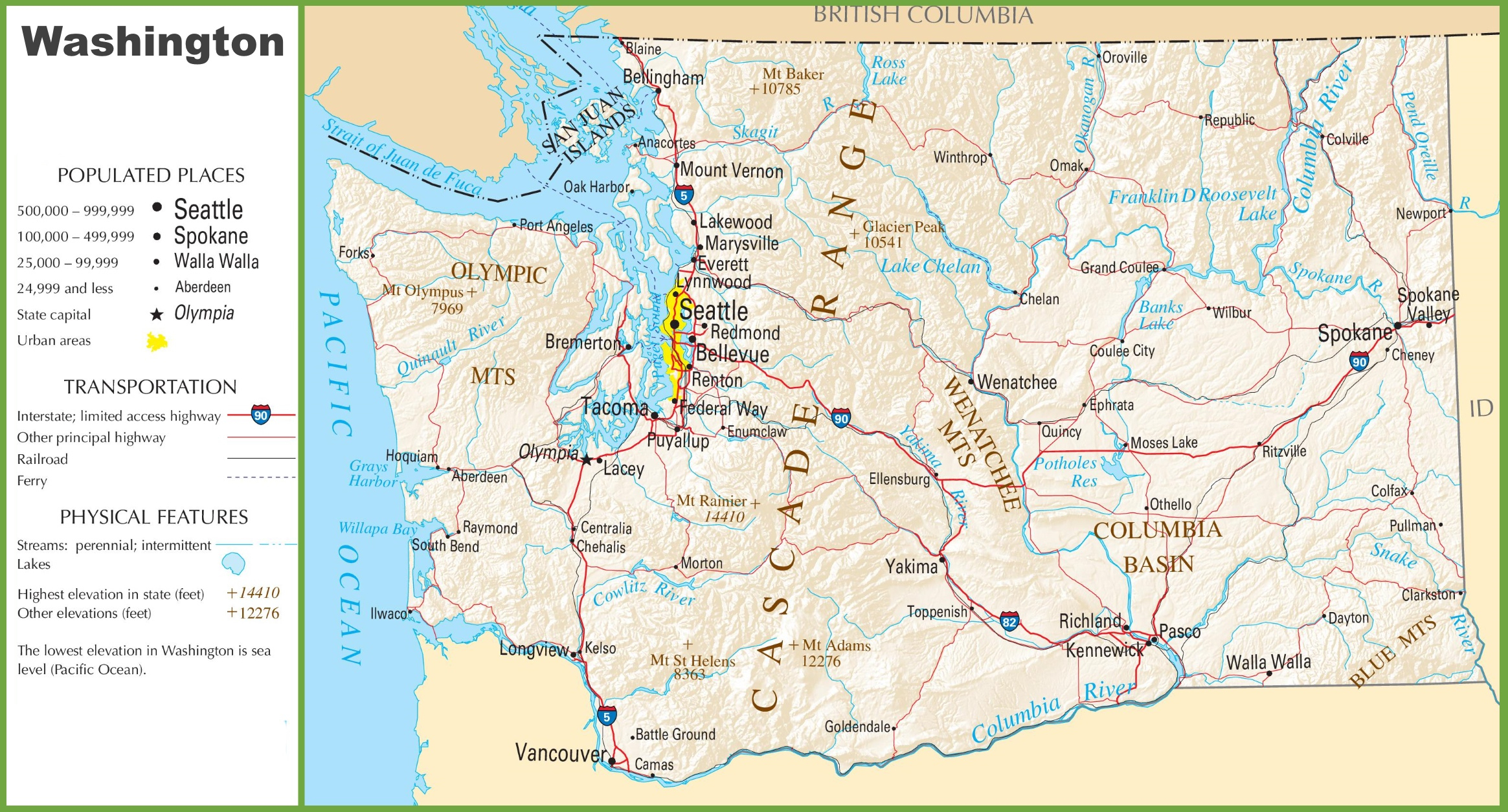 Washington State Hiway Map And Travel Information | Download Free - Free Printable Map Of Washington State