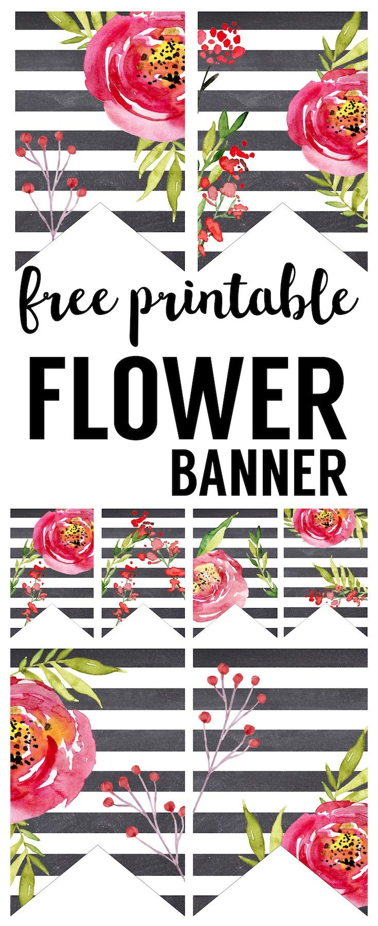 Watercolor Flower Banner Free Printable | Learning Center Bulletin - Free Printable Wedding Decorations