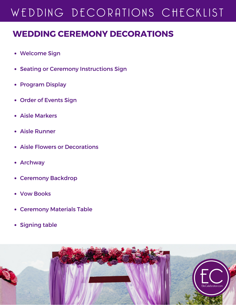 Wedding Decorations On A Budget: A Free Printable Checklist - Free Printable Wedding Decorations