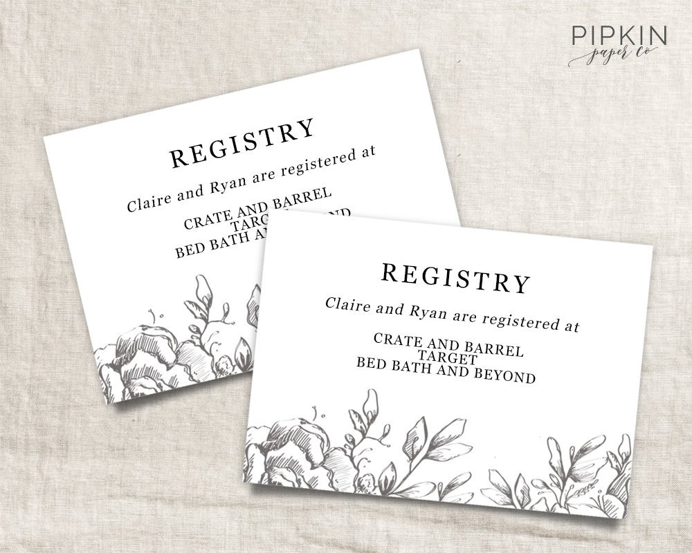 Wedding Registry Card Wedding Info Card Download Registry | Etsy - Free Printable Registry Cards