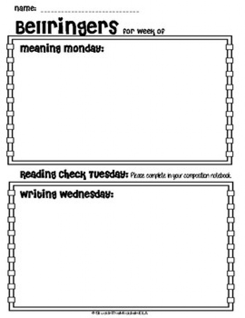 Weekly Bellringer Templates Teaching Resources | Teachers Pay - Free Printable Bell Ringers