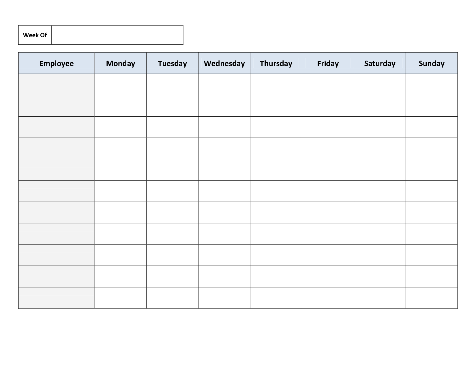 Weekly Employee Work Schedule Template. Free Blank Schedule.pdf - Free Printable Work Schedule Maker