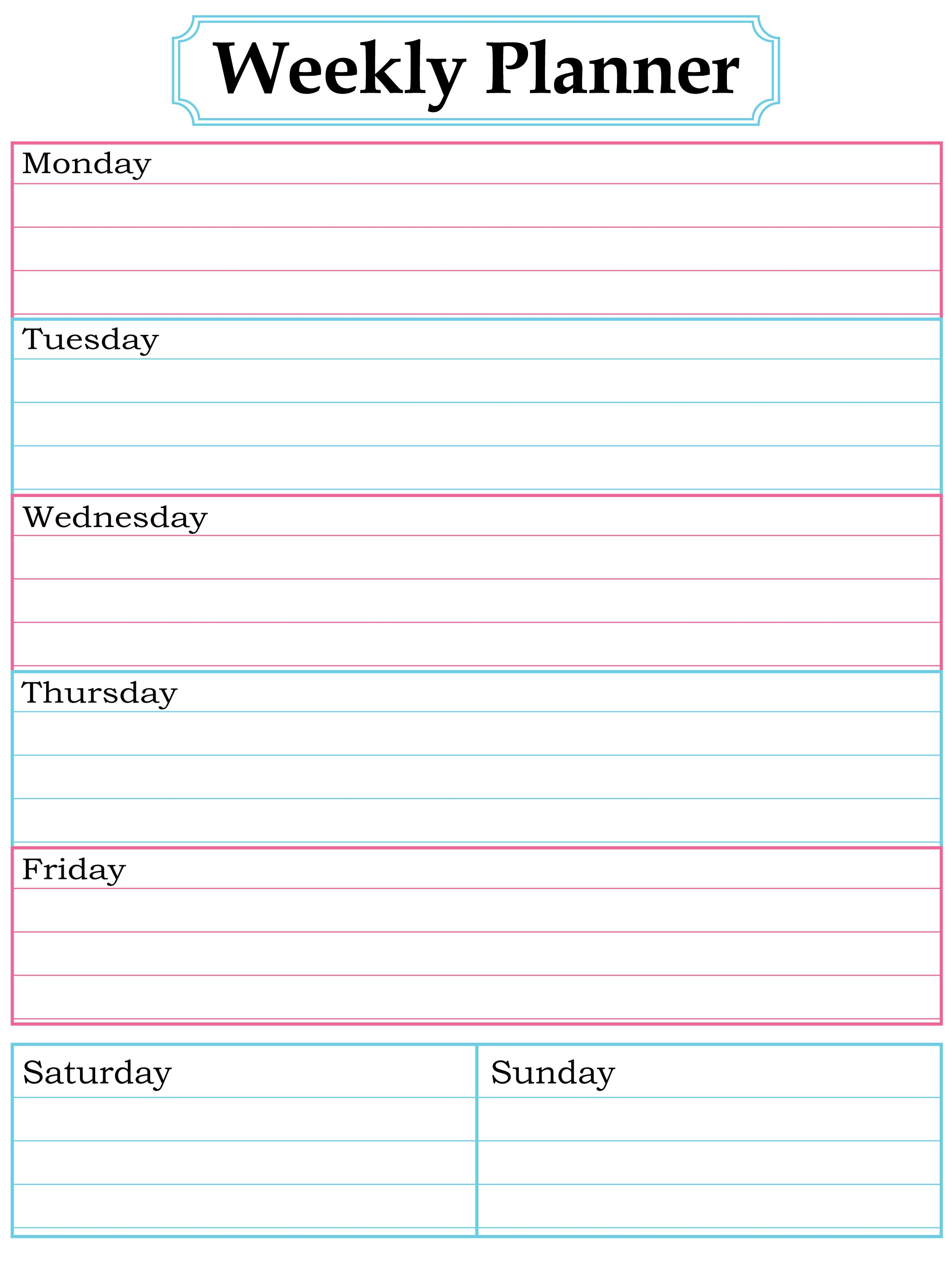 Weekly Planner Page | June 2016 | Weekly Planner, Printable Planner - Free Printable Weekly Planner