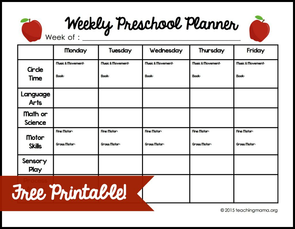 Weekly Preschool Planner {Free Printable} - Homeschool Lesson Planner Free Printable