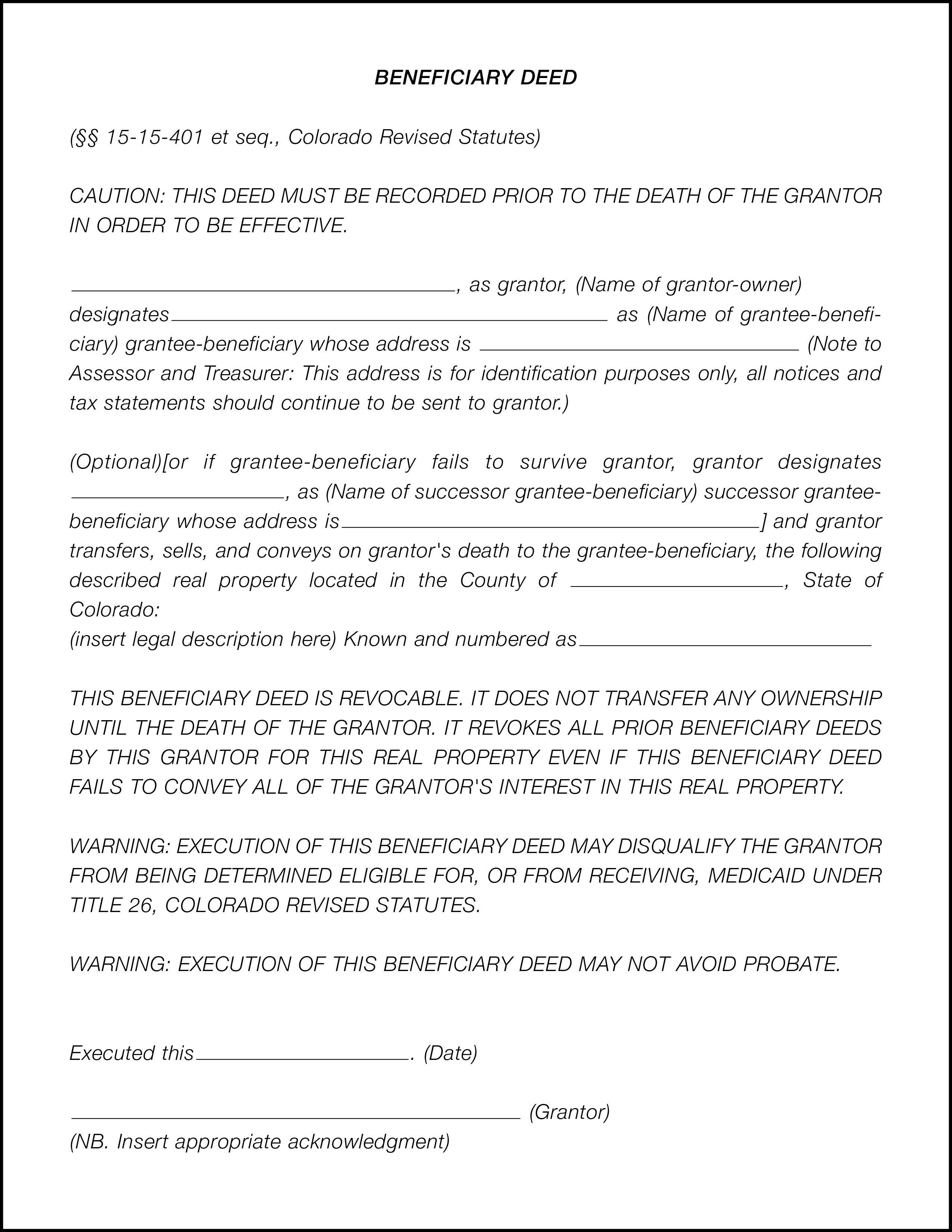 Beneficiary Deed Fill Online Printable Fillable Blank 2083