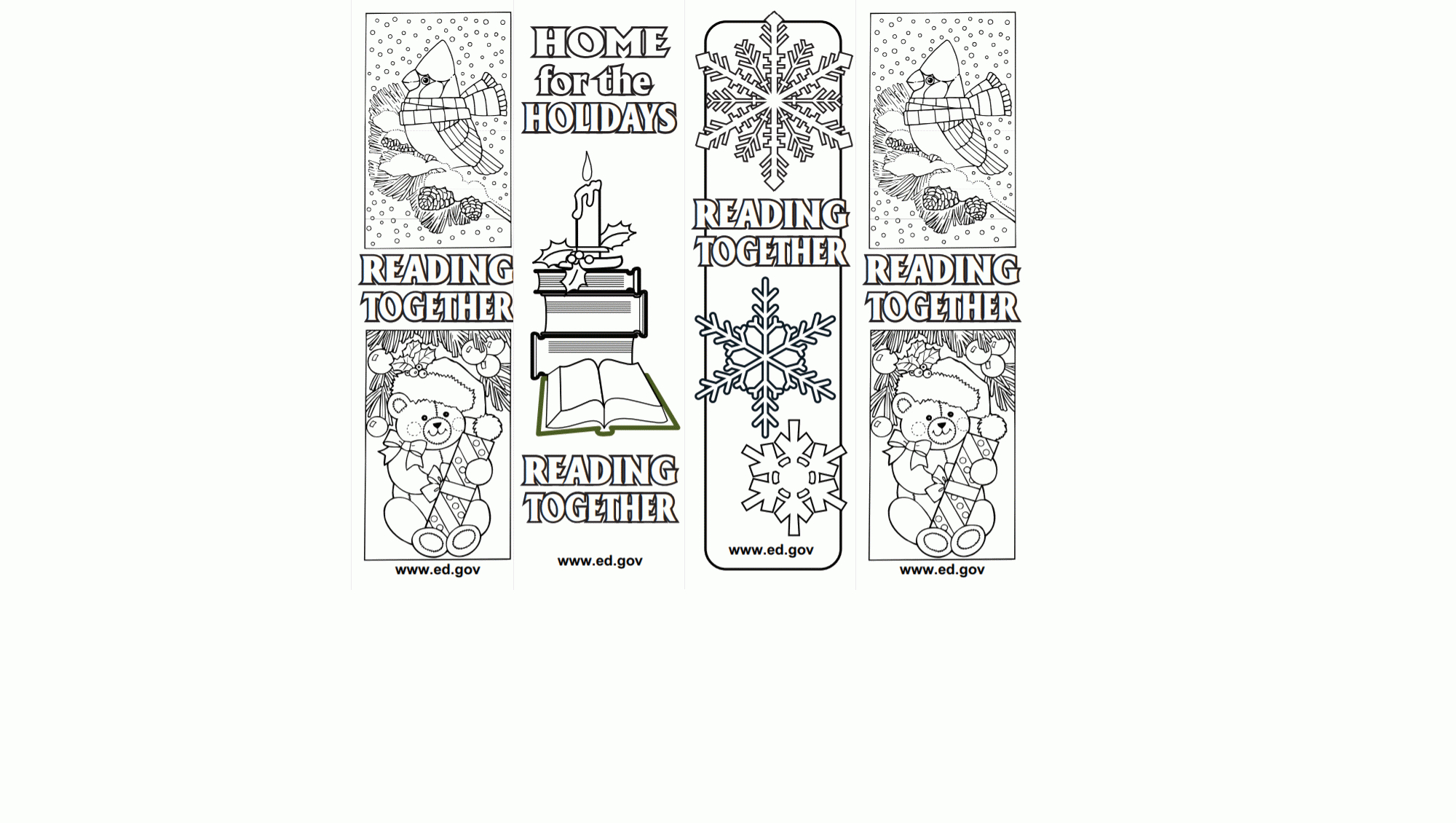 Winter Holiday Bookmarks - Familyeducation - Free Printable Christmas Bookmarks To Color