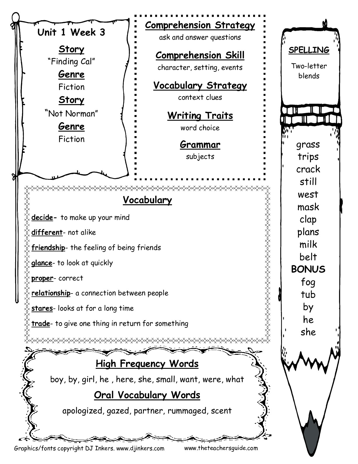 Wonders Second Grade Unit One Week Three Printouts - Free Printable Reading Games For 2Nd Graders