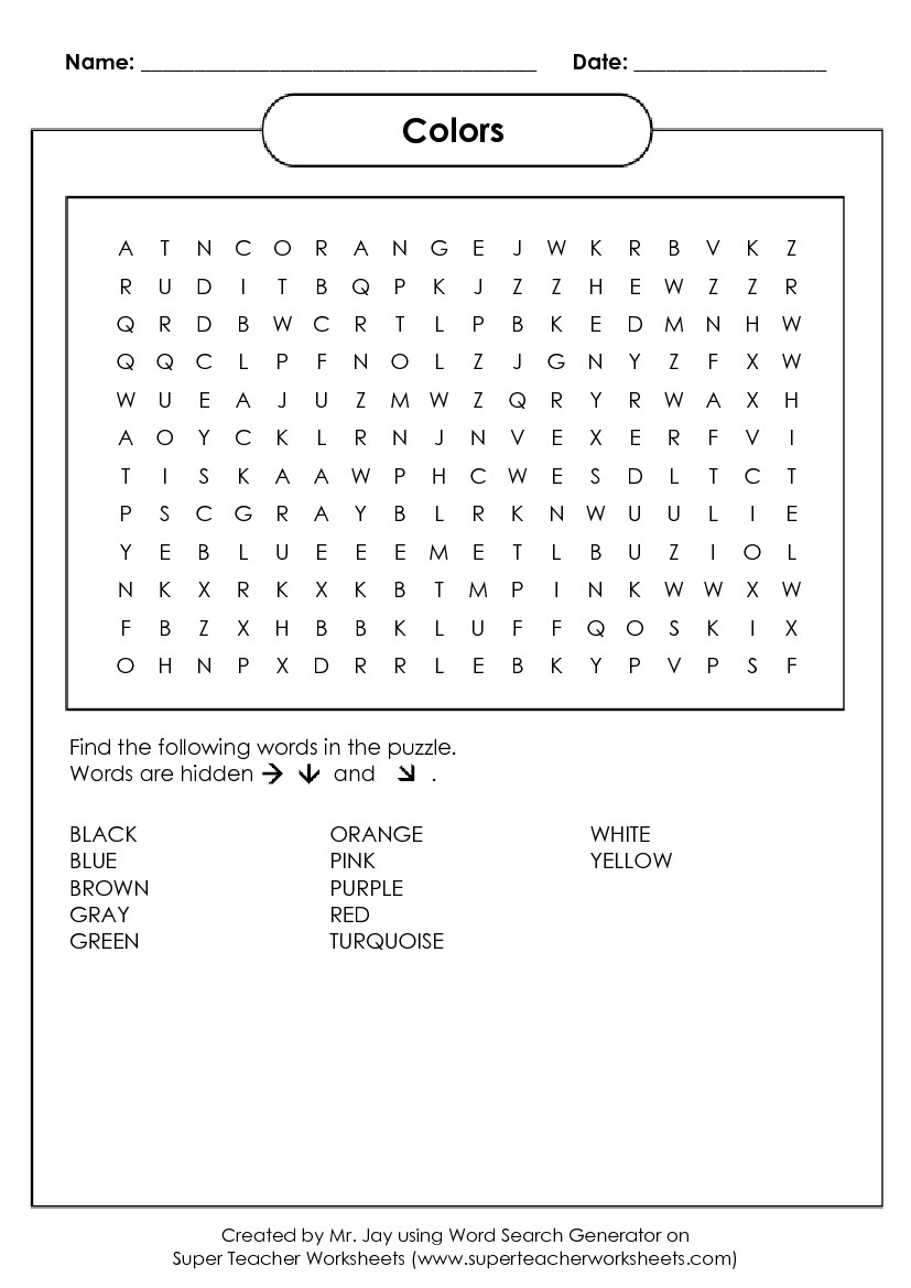 Word Search Puzzle Generator - Free Printable Spelling Worksheet Generator