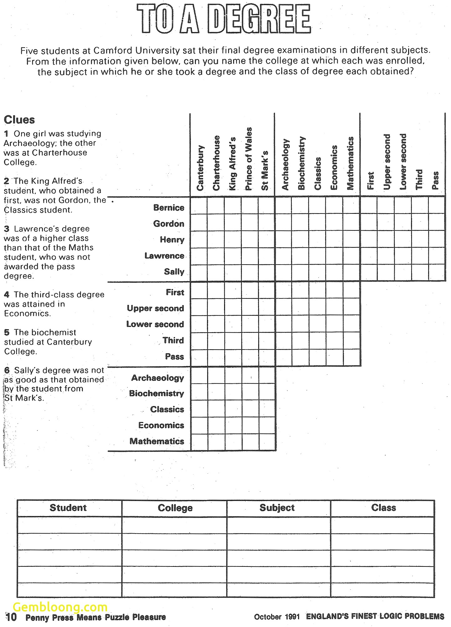 Printable Brain Teasers for Adults