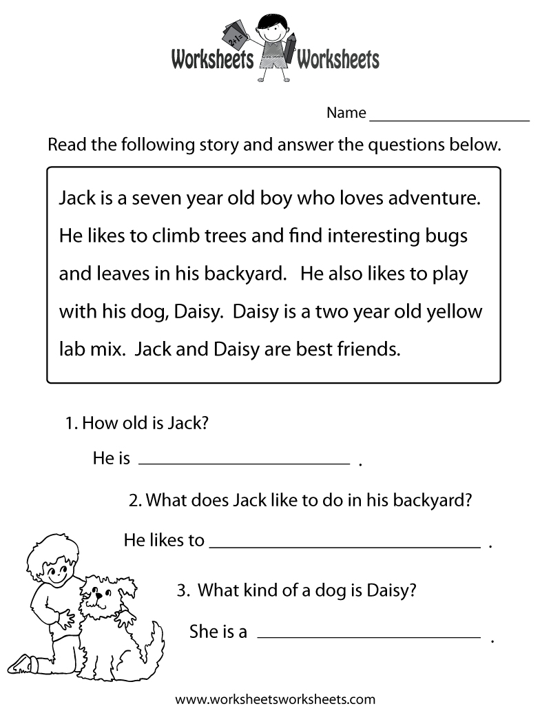 Worksheets Pages : Worksheets Pagessl Beginner Reading Comprehension - Free Printable English Reading Worksheets For Kindergarten