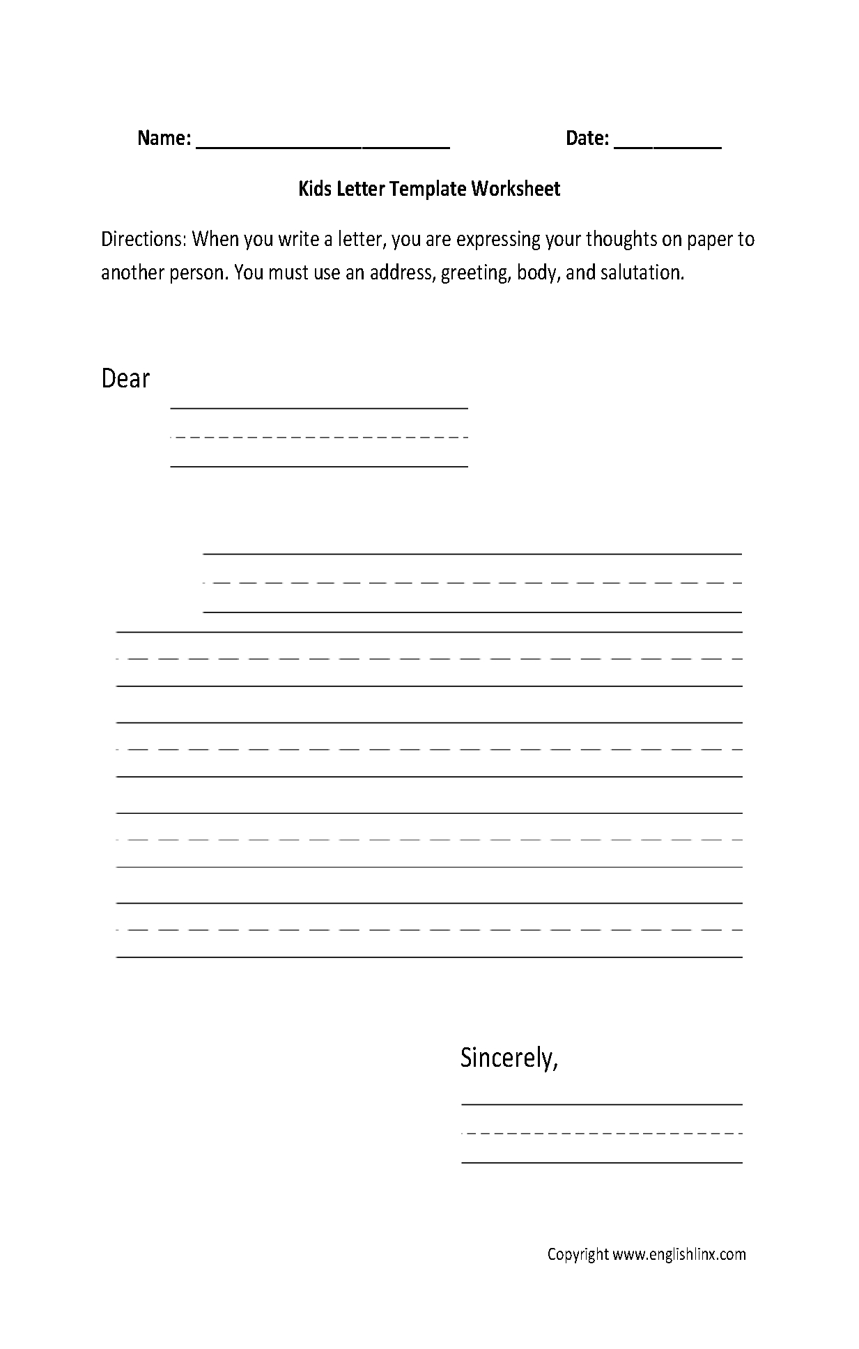 Writing Worksheets | Letter Writing Worksheets - Free Printable Letter Writing Worksheets