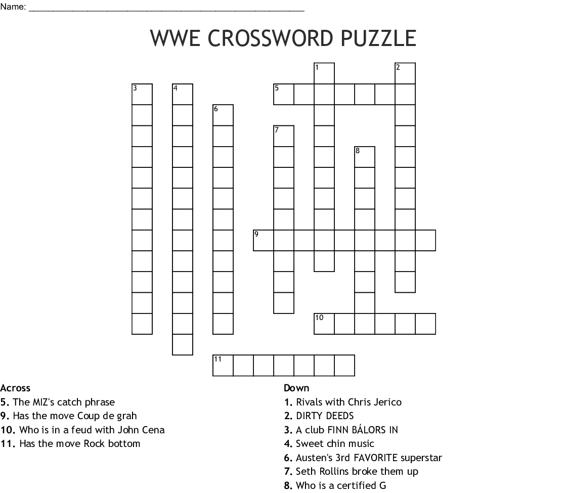 Wwe Crossword Puzzle Crossword - Wordmint - Free Printable Wwe Word Search