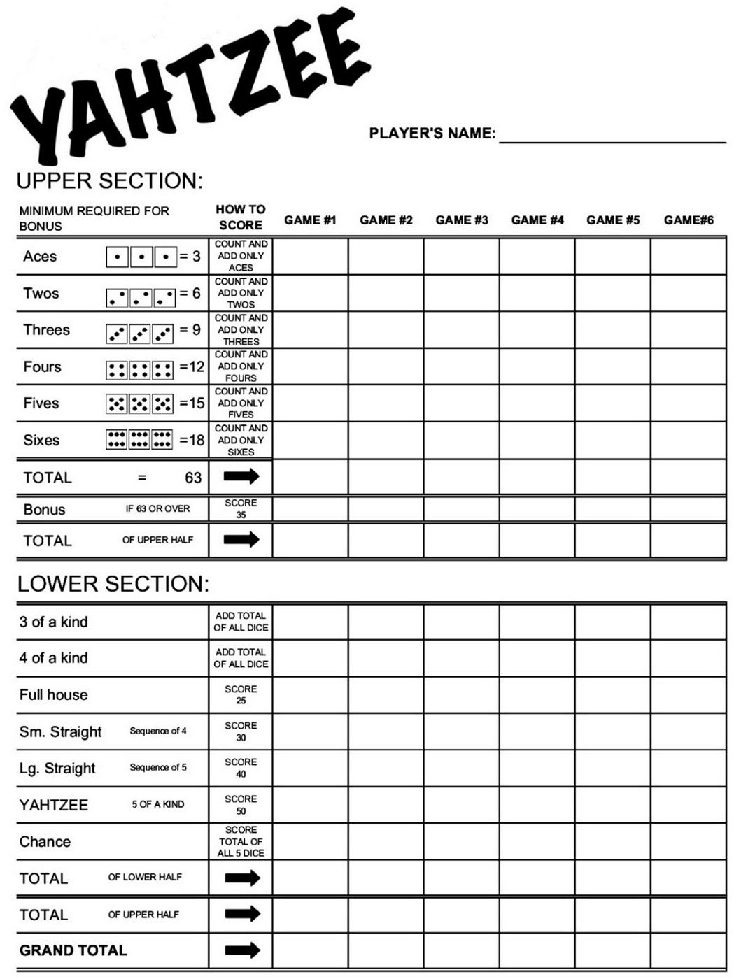 Yahtzee Score Sheets Printable | Yahtzee Score Sheets | Pinterest - Free Printable Yahtzee Score Sheets