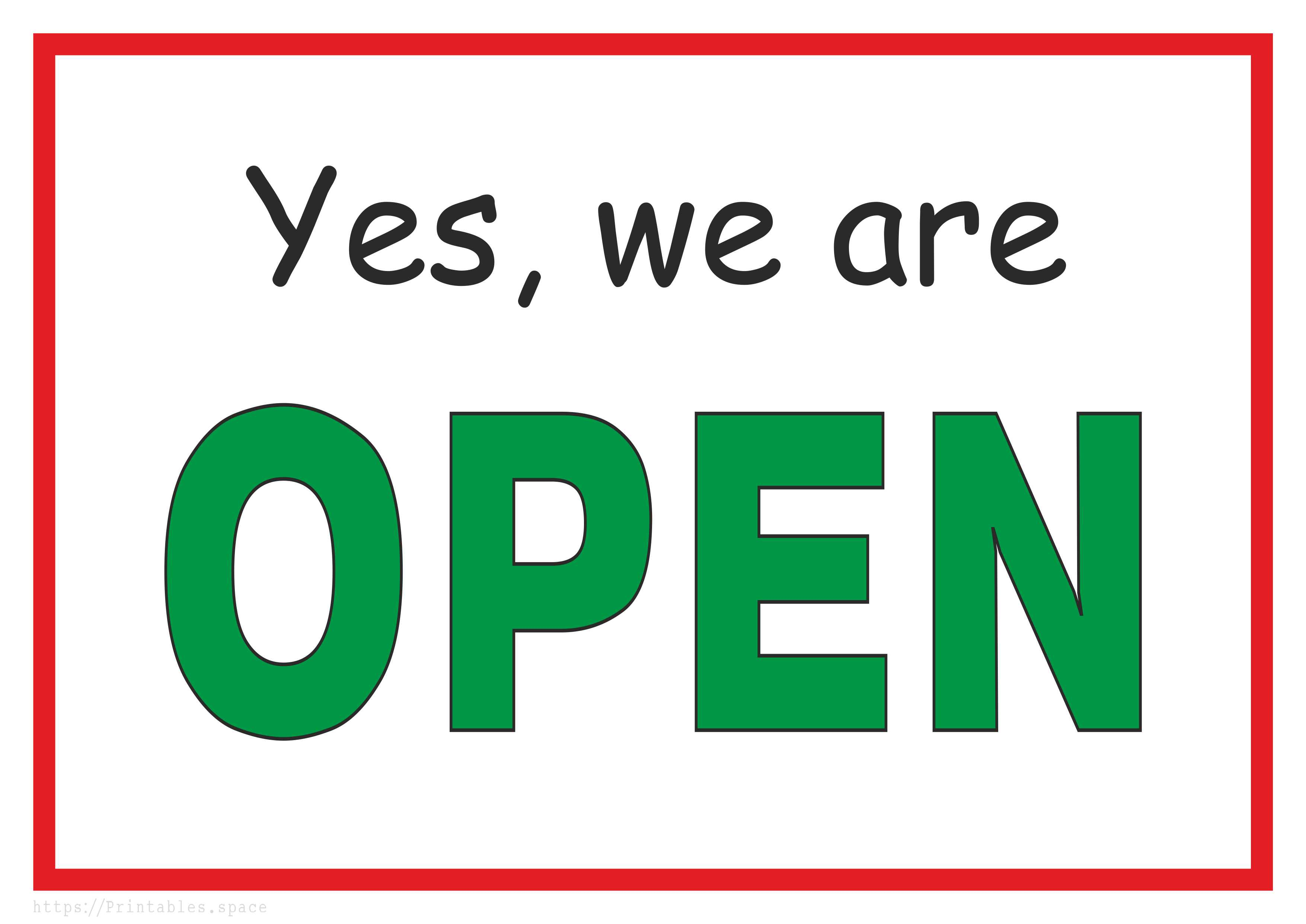 Yes, We Are Open - Free Printable Sign - Free Printables - Free Printable Signs
