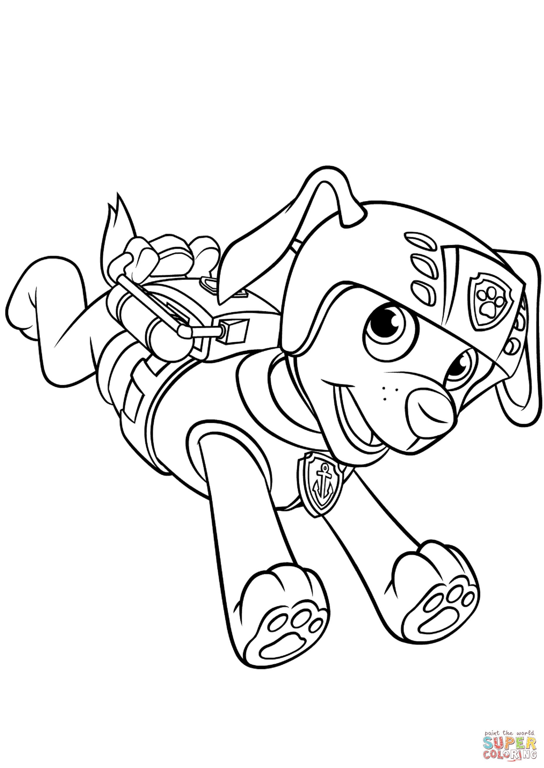 Zuma With Scuba Gear Backpack Coloring Page | Free Printable - Free Printable Gears